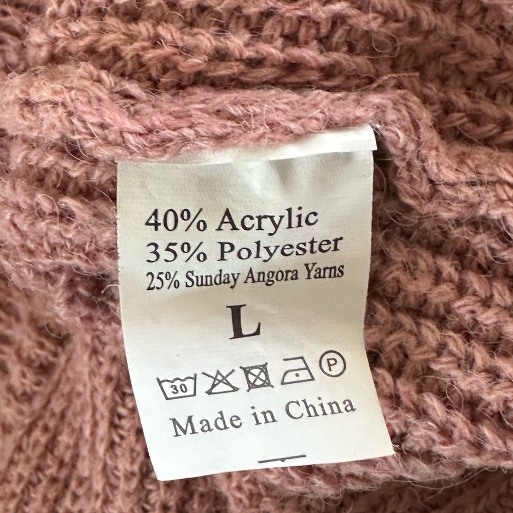 Pink Cowl Neck Sweater with Ribbed Knit Texture - Picture 2 of 4